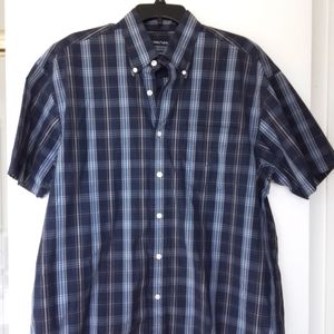 Nautica Short Sleeve Shirt, Blue Plaid, Size L